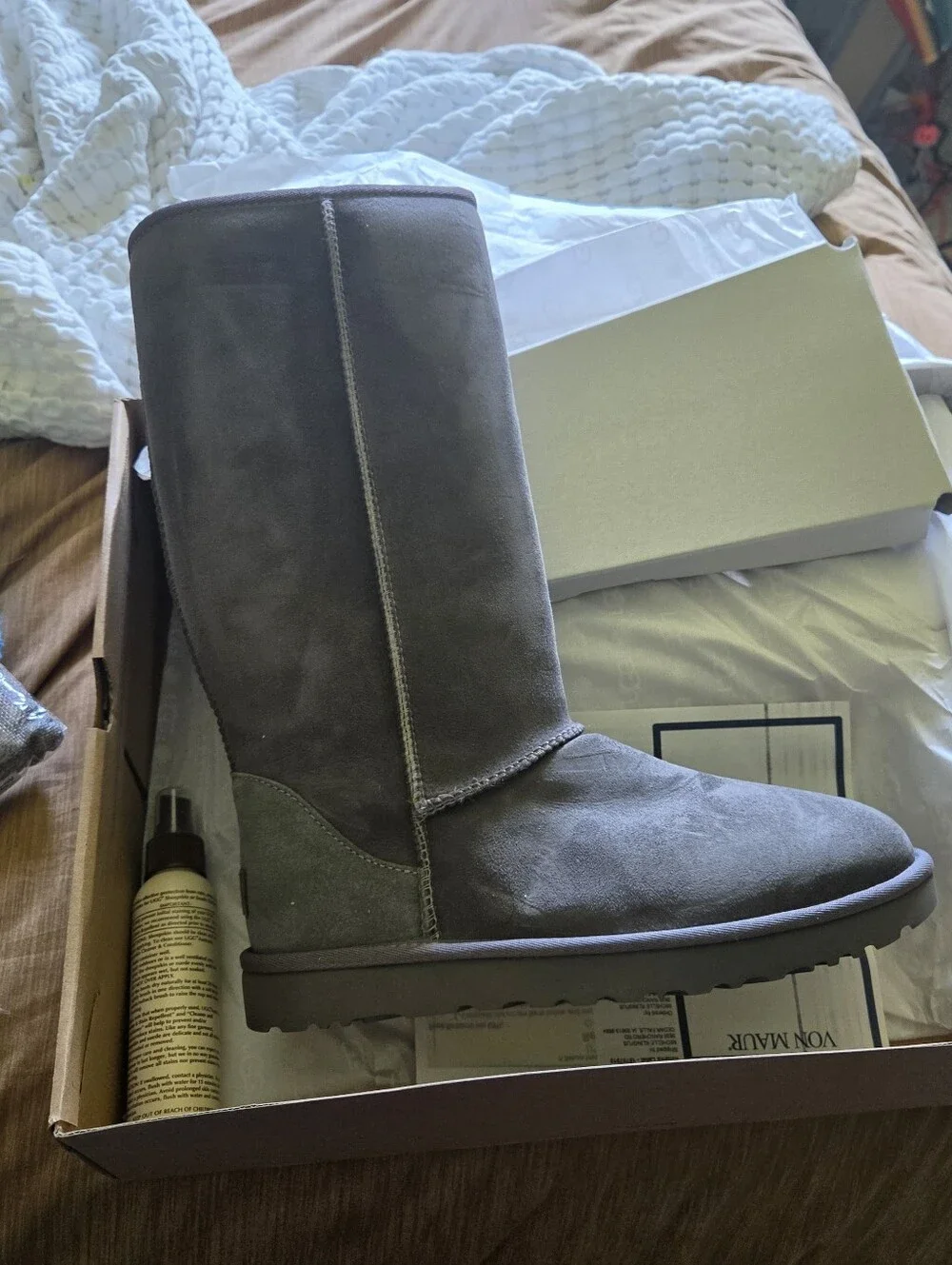 UGG Sheepskin Tall Gray Boot- Protector Spray Included